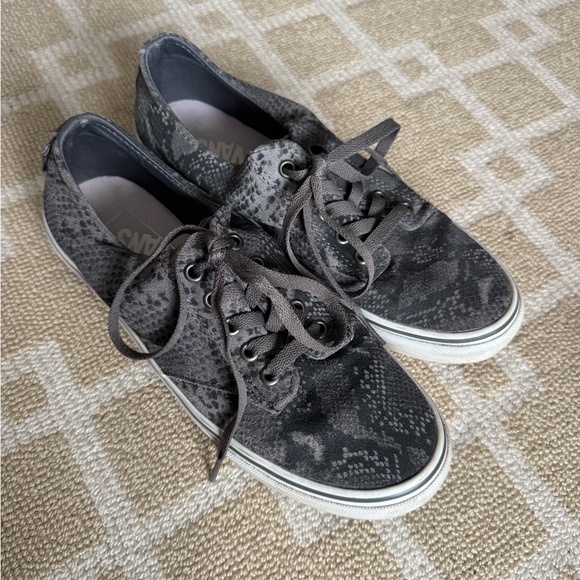 Vans Gray Snake Print Canvas Skate Sneakers Lace Up Low Top Shoes Size 9 - Picture 8 of 12